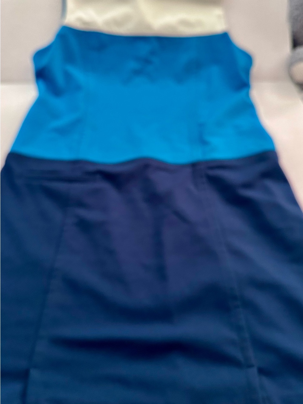 Laundry by Design 60s Mod Colorblock Dress Sleeveless Blue White Sheath Size 12